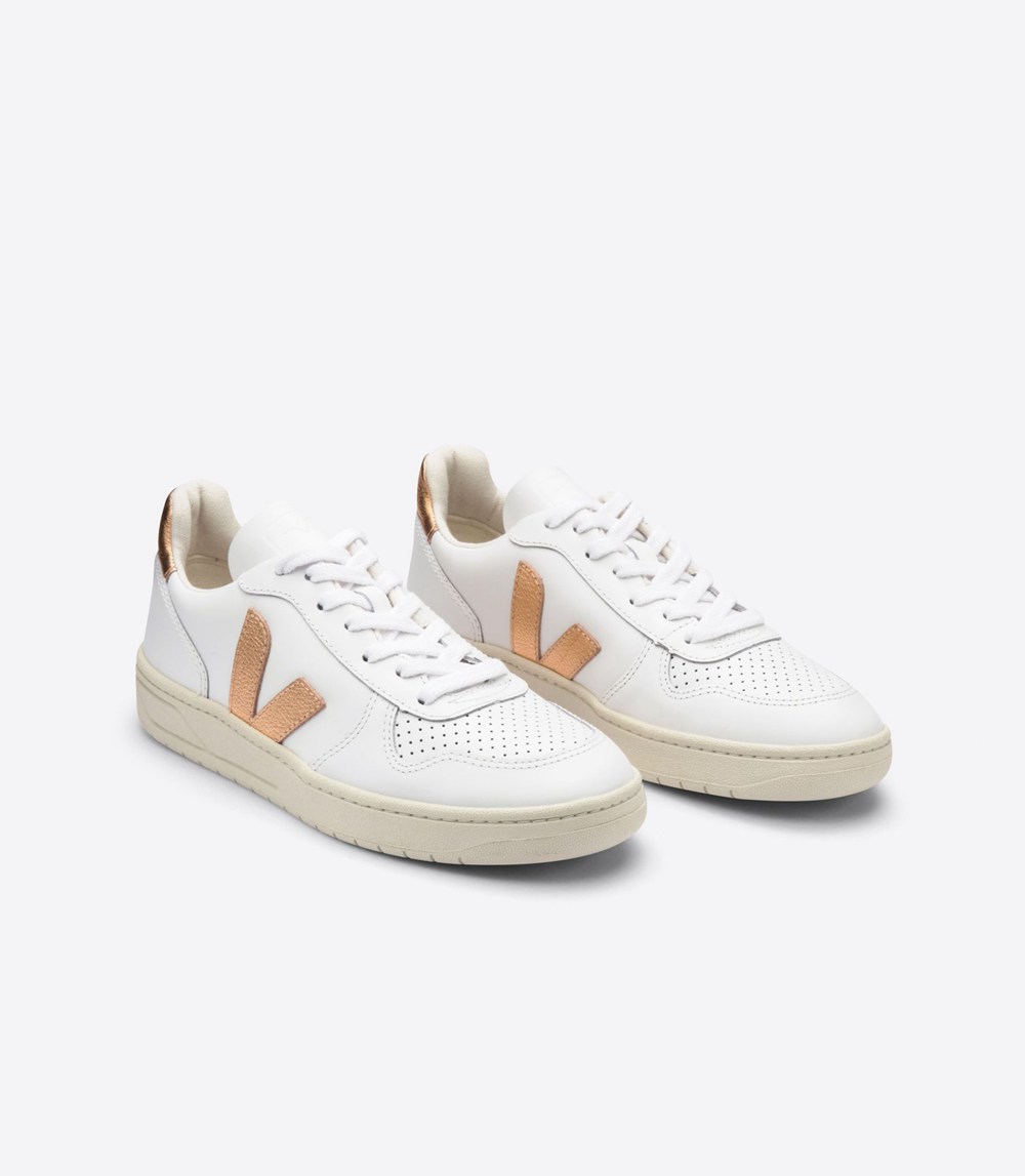 Veja Sneakers Womens - V-10 Leather - White - 9452MCPLN